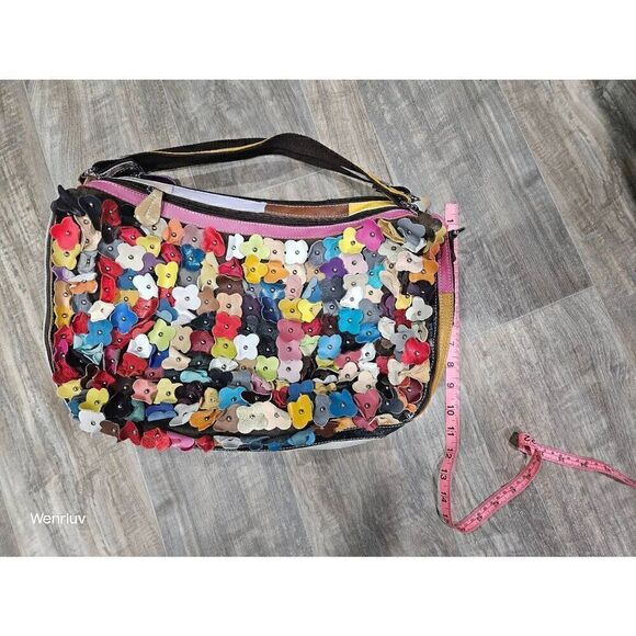 Leather Flower Petal Bohemian Hippie style purse - Picture 2 of 7